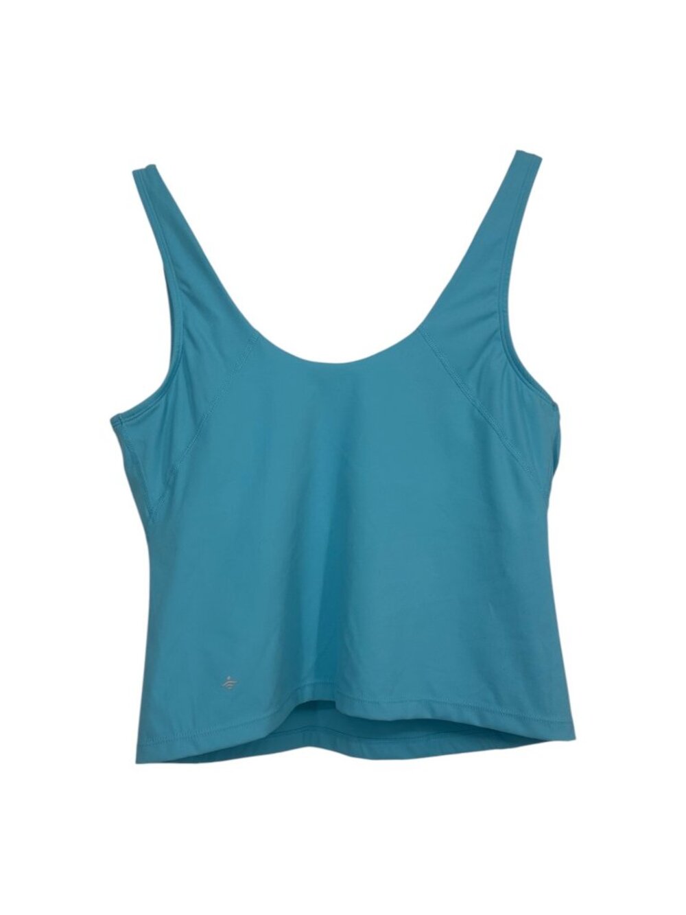 Halara Tank Top Medium Aqua Blue Built-In Bra Padded Athletic V Neck Workout